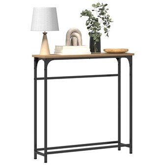 Wandtafel 75x19,5x75 cm bewerkt hout en staal artisanaal eiken 2
