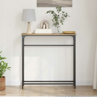 Wandtafel 75x19,5x75 cm bewerkt hout en staal artisanaal eiken 3
