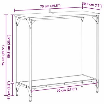 Wandtafel met plank artisanaal eikenkleurig 75 x 30.5 x 75 cm 9