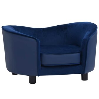 Hondenbank 69x49x40 cm pluche en kunstleer blauw 2