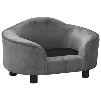 Hondenbank 67x47x36 cm pluche grijs 3