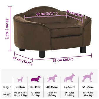 Hondenbank 67x47x36 cm pluche bruin 8
