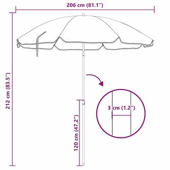 Strandparasol Groen 206 x 206 x 212 cm Polyester, Metaal 8