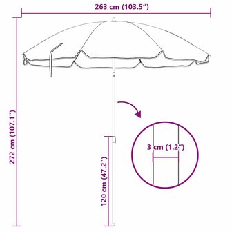 Strandparasol Blauw 263 x 263 x 272 cm Polyester, Metaal 7