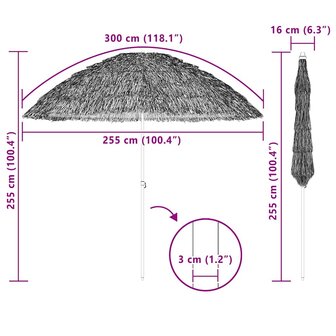 Strandparasol Bruin &Oslash; 265 x 267 cm Staal 3
