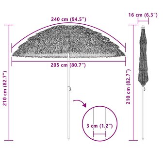 Strandparasol Bruin &Oslash; 206 x 209.5 cm Staal 3