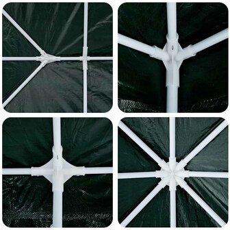 Partytent Groen en Wit 400 x 400 x 266 cm Polyester en staal 6