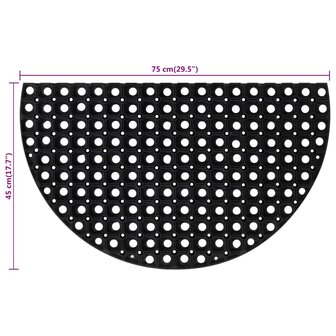Deurmat halfrond 45x75 cm rubber 6