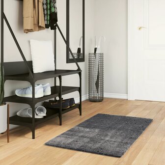 Vloerkleed HUARTE laagpolig zacht wasbaar 60x110 cm antraciet 1
