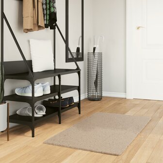 Vloerkleed HUARTE laagpolig zacht wasbaar 60x110 cm zandkleurig 1