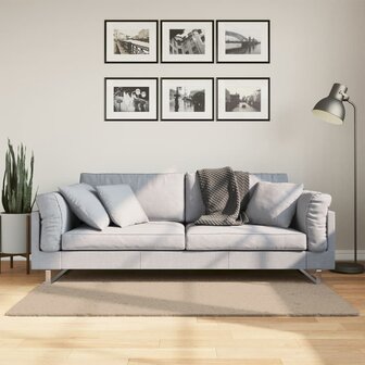 Vloerkleed HUARTE laagpolig zacht wasbaar 80x150 cm zandkleurig 1