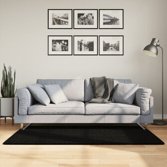 Vloerkleed HUARTE laagpolig zacht wasbaar 80x150 cm zwart 1