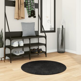 Vloerkleed HUARTE laagpolig zacht wasbaar &Oslash; 80 cm zwart 1