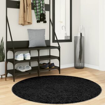 Vloerkleed OVIEDO laagpolig &Oslash; 120 cm zwart 1