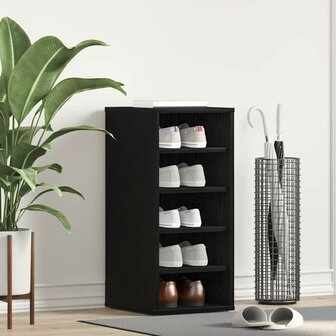 Schoenenkast met plank Zwart eiken 32 x 35 x 70 cm Bewerkt hout 1