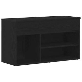 Schoenenbank met plank Zwart eiken 80 x 30 x 45 cm Bewerkt hout 2