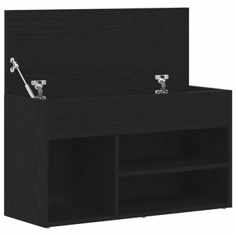 Schoenenbank met plank Zwart eiken 80 x 30 x 45 cm Bewerkt hout 5