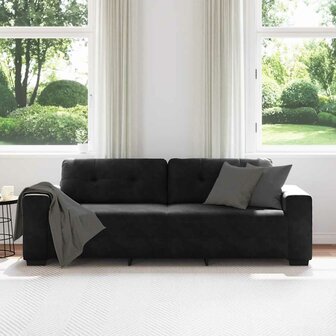 3-zitsbank zwart 180 cm fluweel 3