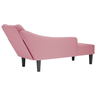 Chaise longue met rechterarmleuning fluweel roze 6