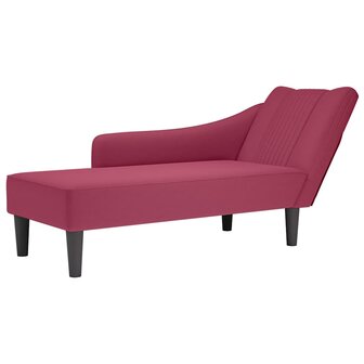 Chaise longue met rechterarmleuning fluweel wijnrood 1