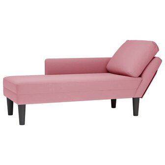 Chaise longue met kussen en rechterarmleuning fluweel roze 1