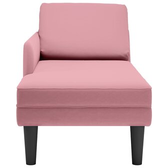 Chaise longue met kussen en rechterarmleuning fluweel roze 4