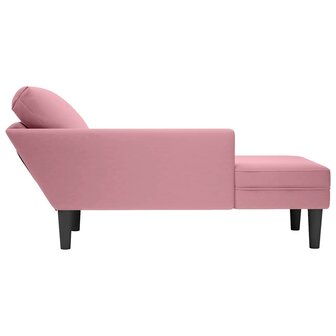 Chaise longue met kussen en rechterarmleuning fluweel roze 5