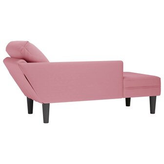 Chaise longue met kussen en rechterarmleuning fluweel roze 6