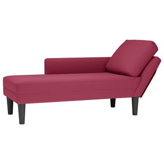 Chaise longue met kussen en rechterarmleuning fluweel wijnrood 1