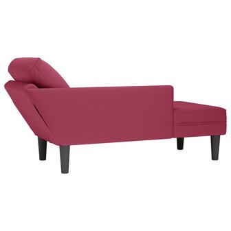 Chaise longue met kussen en rechterarmleuning fluweel wijnrood 6