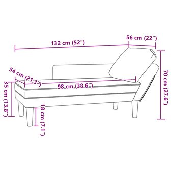 Chaise longue met kussen en rechterarmleuning fluweel wijnrood 9