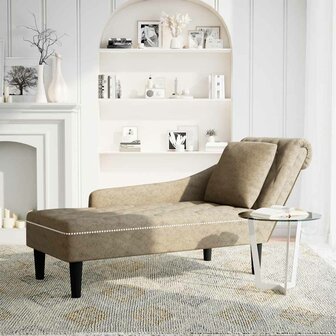 Chaise longue met kussen&amp;rechterarmleuning kunstleer lichtgrijs 2