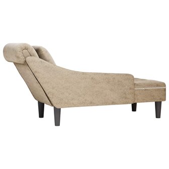 Chaise longue met kussen&amp;rechterarmleuning kunstleer lichtgrijs 6