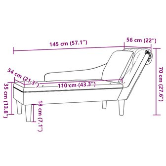 Chaise longue met kussen&amp;rechterarmleuning kunstleer lichtgrijs 9