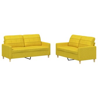 2-delige Loungeset met kussens stof lichtgeel 2