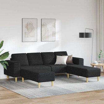 Bankstel 3 pcs Zwart Stof 1