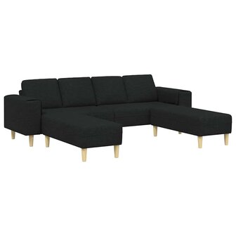 Bankstel 3 pcs Zwart Stof 2