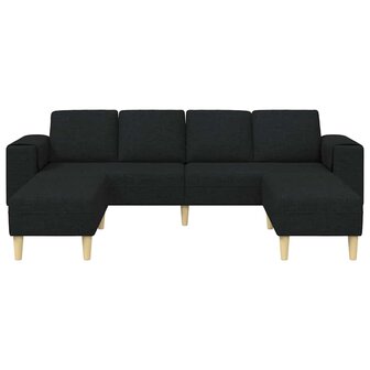 Bankstel 3 pcs Zwart Stof 4