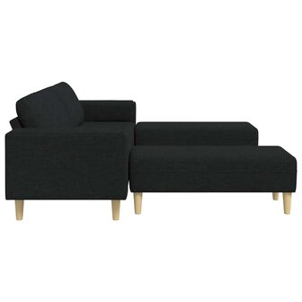 Bankstel 3 pcs Zwart Stof 5