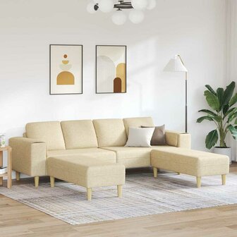 Bankstel 3 pcs Cr&egrave;me Stof 1