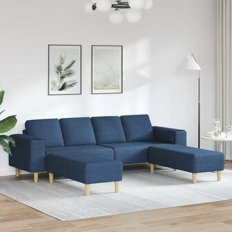 Bankstel 3 pcs Blauw Stof 1