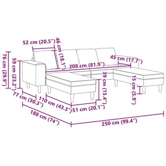 Bankstel 3 pcs Wolken grijs Stof 9