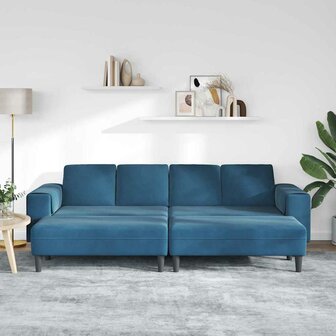 Bankstel 3 pcs Blauw Fluweel 3