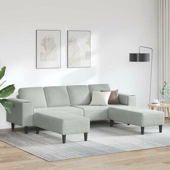Bankstel 3 pcs Lichtgrijs Fluweel 1