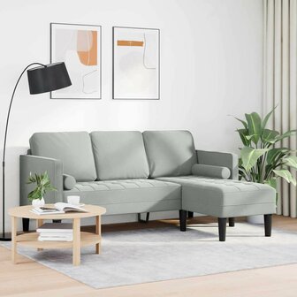 Bankstel Lichtgrijs 173 x 131 x 67 cm Fluweel 3