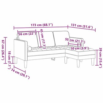 Bankstel Geel 173 x 131 x 67 cm Fluweel 8