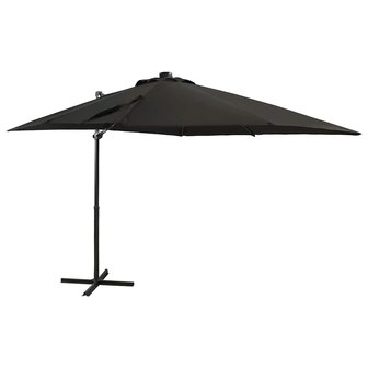 Zweefparasol met paal en LED-verlichting 250 cm zwart 1