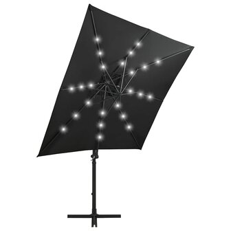 Zweefparasol met paal en LED-verlichting 250 cm zwart 3
