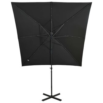 Zweefparasol met paal en LED-verlichting 250 cm zwart 5