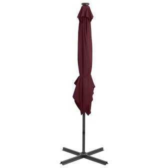Zweefparasol met paal en LED-verlichting 250 cm bordeauxrood 6